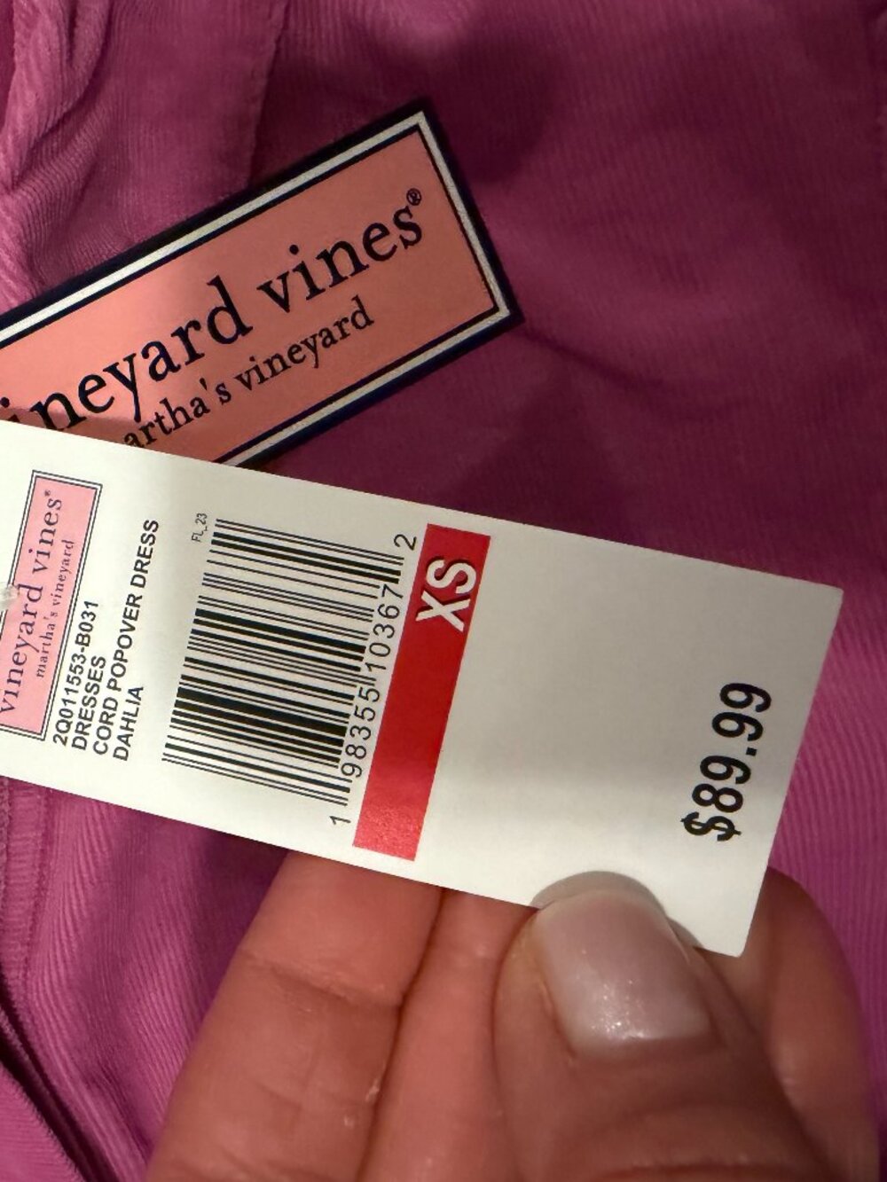 NWT Women's Vineyard Vines Pink Poplin Popover Dress, Size: XS - Picture 2 of 6